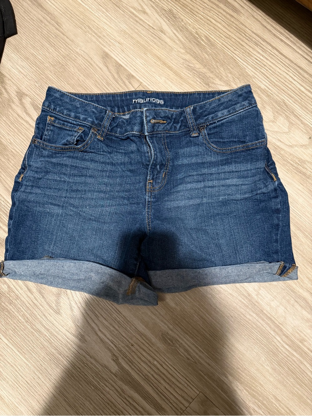 Maurices Dark Blue Rolled Cuff Denim Shorts